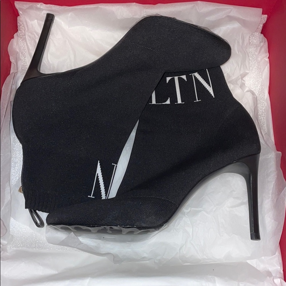 Black Valentino sock bootie heel